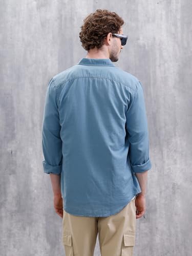 Image of WROGN Men's Cotton Linen Blend Shirt | Solid | Slim Fit