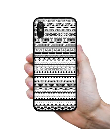 Image of Black & White Patterns Design Premium 2D Printed Metal Back Case Cover for Mi Redmi 9A / 9A Sport / 9i / 9i Sport