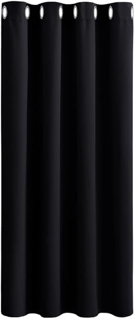 PONY DANCE Thermal Insulated Curtain Panel - Window Treatments Halloween Decor Eyelet Top Blackout Curtain for Bedroom/Living Room/Nursery, 1 Pc, Wide 52-inch by Drop 63-inch, Black