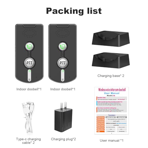 Jian Boland Intercoms Wireless For Home Portable Two Way Wireless Voice Intercom Doorbell With 1/2 Mile Range 3 Volume Levels-Rechargeable Battery thumb #7