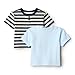 Amazon Essentials x Sofia Grainge Baby - Jungen Kurzärmelige T-Shirts aus Baumwolle mit Rundhalsausschnitt, 2er-Pack, Hellblau/Streifen, 18 Monate
