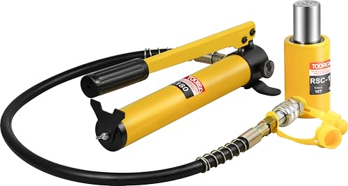 TOORGO 10 Ton Hydraulic Cylinder Jack,2” Stroke Hydraulic Ram Jack, Porta Power Automatic Retracting Jack with CP-180, Yellow -  DOOROOM, RSC-1050-CP-180-Y