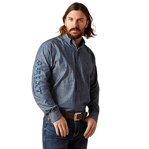 Chemise Ariat homme chambray bleu pour un style casual élégant