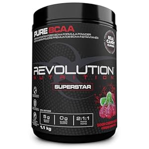 Revolution Nutrition Pure BCAA, Essential Amino Acids, 2:1:1 Ratio, Instantized BCAA, Post Workout, Premium Formula, Zero Sugar, Zero Calories, Vegan, 122 Servings (Sour Cherry Blast, 1.1kg)