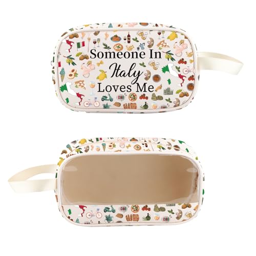 Trousse de toilette transparente beige tendance au style italien chic