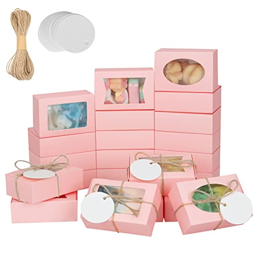 COTOPHER Soap Box, 30Pcs Small Soap Packaging Boxes 3.5x2.35x1.2 Inch Mini Kraft Boxes with Window Soap Boxes for Homemade Soap Candy Chocolate Bakery Cookies Soap Packaging