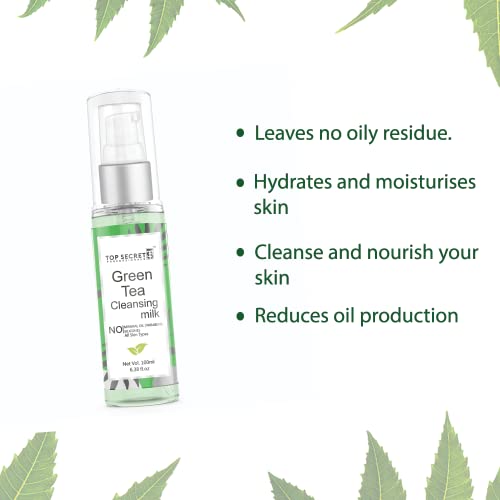 Image of Top Secret Moisturizing Cleansing Milk | Enriched with Green Tea Extract | Gentle Soft Deep Pore Cleanser | Sulphate and Paraben Free | Makeup Remover | For All Skin Types | 100 ml
