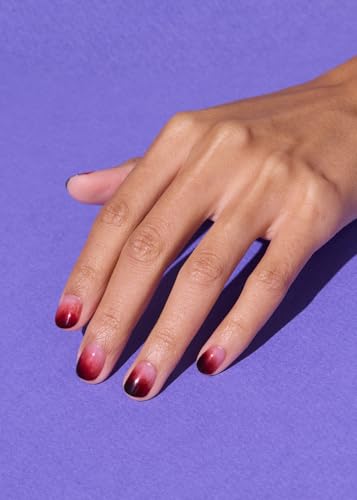 Image of ohora Semi Cured Gel Nail Strips (N Blood Drop) - Red, Ombre, Works with Any UV /LED Lamps, Salon-Quality, Long Lasting, Easy to Apply & Remove - Includes 2 Prep Pads, Nail File & Wooden Stick