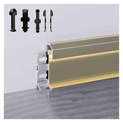 HAIXHX Lot de 10/20 plinthes lumineuses LED minimalistes, plinthe en aluminium de 6 cm (2,35 pouces) avec cache laiteux, profilé pour éclairage LED pour...
