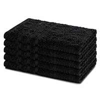 Lavea® 5er Set Gästehandtücher Set, Gästetücher 30x50 cm, Frottee Gästetuch aus 100% Baumwolle, Handtücher Set, weich und saugstark, Serie Elena, 60 °C waschbar, Handtuch, Schwarz