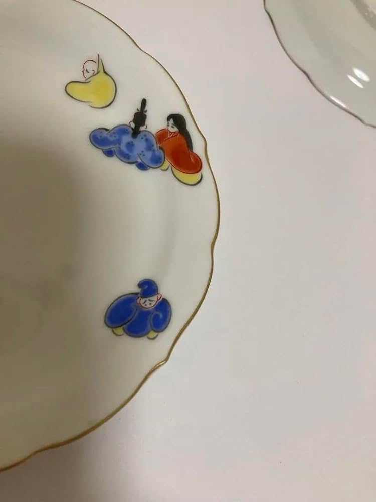 有田焼　深川製磁　六歌仙　菊割皿　銘々皿揃　5枚セット　色絵　白磁　和食器　中皿 深川製磁 - 有田焼 深川製磁 六歌仙 菊割皿 銘々皿揃 5枚セット