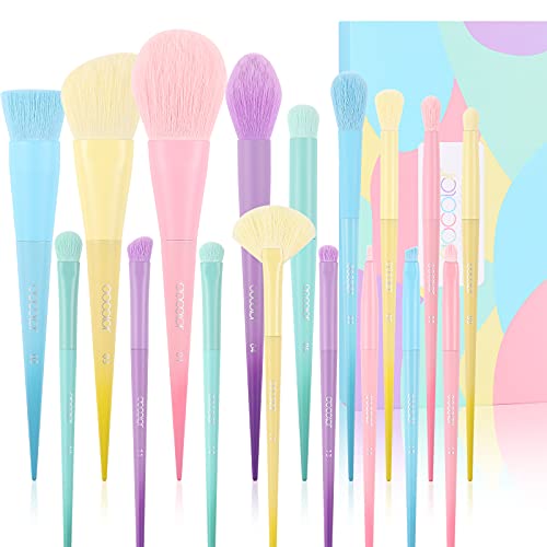 Pinselset Makeup Docolor 17 Stück Make up Pinsel Set Rosa Schminkpinsel Set Enthält Lidschattenpinsel Foundation Pinsel - Traum von Farbe Cover