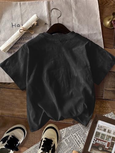 Image of RoseSeek Girl's Geometric Star Graphic Tee Tops Casual Summer Short Sleeve Crew Neck T Shirt