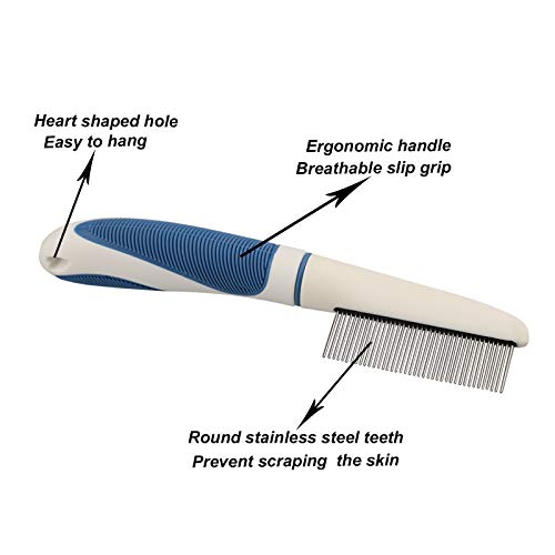 Stainless Steel Teeth Cat and Dog Pet Grooming Comb, Safe & Gentle Removes Loose Undercoat and Tangled Hair, Metal Comb for Long and Short Haired Cats and Dogs, Professional Grooming Tool Stainless Steel Teeth Cat and Dog Pet Grooming Comb, Safe & Gentle Removes Loose Undercoat and Tangled Hair, Metal Comb for Long and Short Haired Cats and Dogs, Professional Grooming Tool