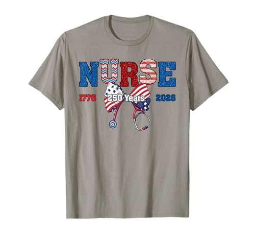 Patriotic Nurse 4th of July Stethoscope Bow Us Flag Women T-Shirt