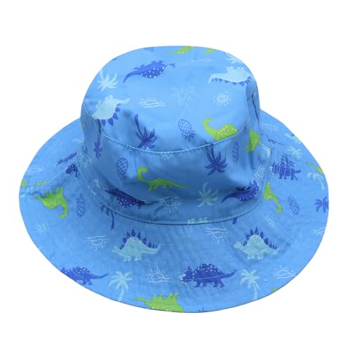 Baby Kids Sun Hat with Cute Dinosaur Summer Beach Hats Wide Brim UPF 50+ Bucket Hat for Baby Girls3