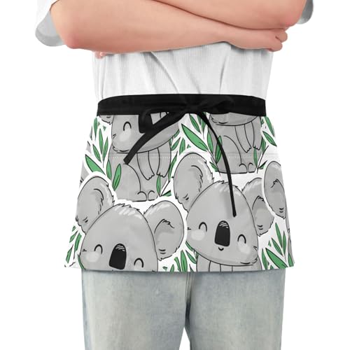 EOSDT - Delantal de cintura con diseño de koalas para servidores con bolsillos, divertido y lindo delantal artístico para mujeres y hombres, Cute Koalas Grey, 25.2' x 11.8', Cute Koalas Grey, 25.2' x