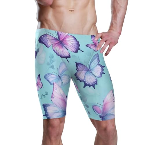 UMIRIKO Color Butterfly Men's Swim Jammers Racing & Training Swimsuit Fast, Flexible,Comfortable XXXL B0401694, 3X-Large