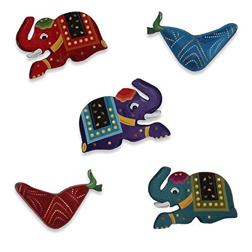 Image of Wooden Designer Set of 2 Wall and Door Hanging Diwali Elephants Home Decor Items (AK013)