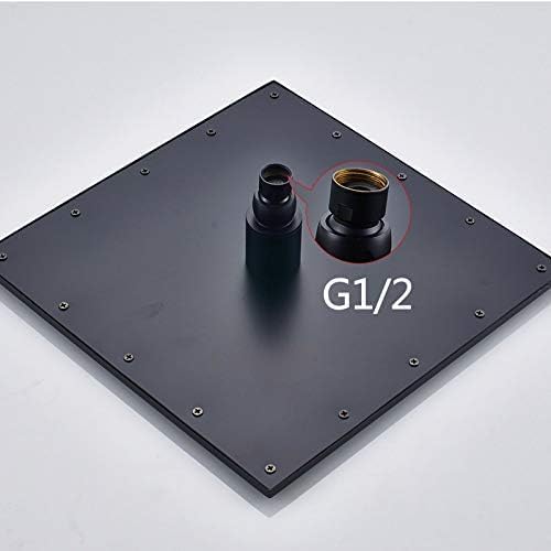 Quyanre Black ORB Thermostatic Shower Faucet Set Ceiling Mount Rainfall Brass Shower Thermostatic Mixer Tap Bathtub Shower Kit,12inch Set,8inch Set