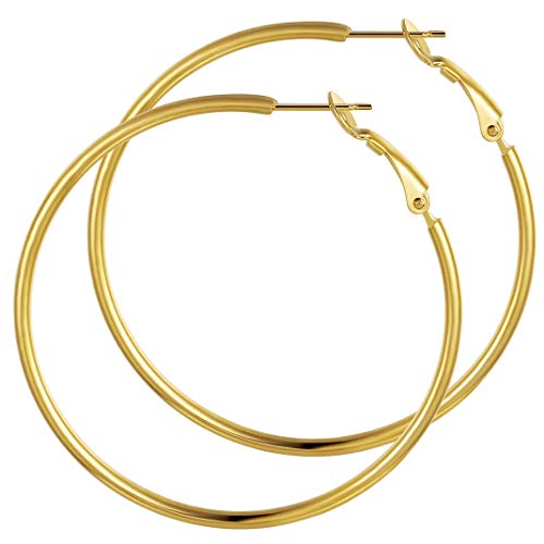 Preisvergleich Produktbild GoldChic Jewelry Edelstahl / Kupfer Classic Creolen Übertrieben Geometrisch Creolen, Classic Einfach Creolen für Damen / Mädchen,Damen Gold / Silber / Shcwarz Creolen in Groß 30 / 40 / 50 / 55 / 60 / 70 / 80 / 100mm