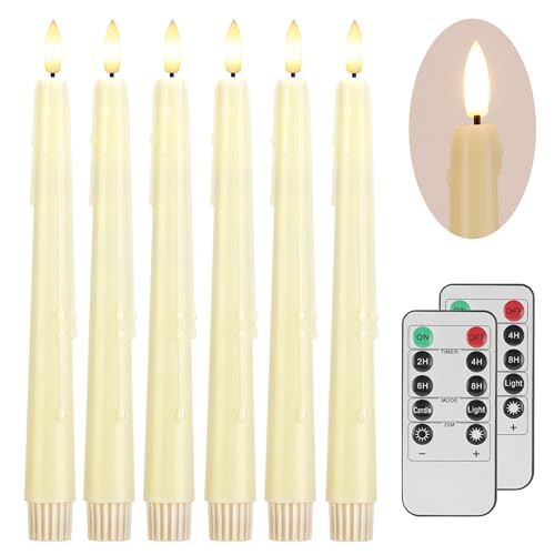 AFINETH Flameless Taper Candles with Two Rmote, 9.6