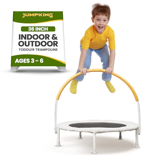 Jumpking 36 inch Indoor and Outdoor Toddler Trampoline with Bungie Cords, Powder Coated Rust Resistant, Perfect for Families with Young Children
