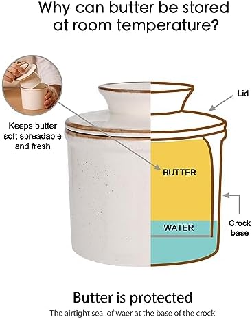 Französische Wassergekühlte Butterdose mit Keramik Wasserlinie für streichfähige Butter - White