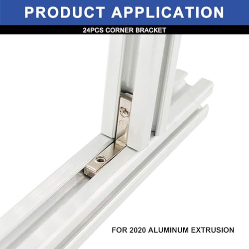 Image of 24pcs 2020 Extrusion Connector Bracket Joint Extruded Aluminum Hardware T-Slot Accessories V-Slot with Screws for 8020 Aluminum Profile 3D Printer Accessories Black