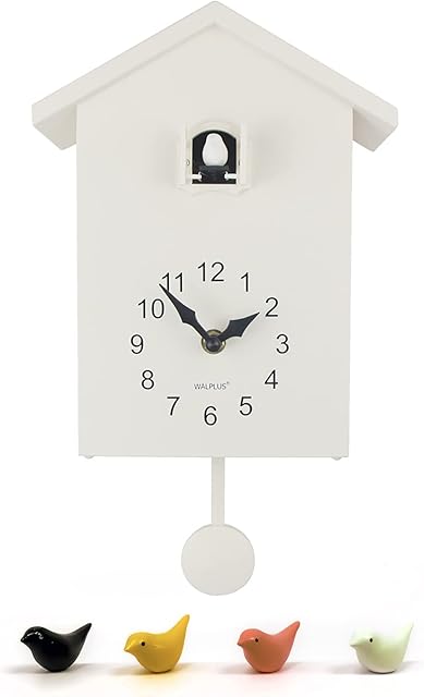 WALPLUS White Cuckoo Clock White Window Wall Clock Wall Art Home Living Room kitchen Office Décor Decoration