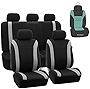 FH Group Automotive Car Seat Covers Cosmopolitan Flat Cloth Full Set Gray Seat Covers, (Airbag Compatible & Split Bench) with Gift Universal Fit Interior Accessories for Cars Trucks and SUVs