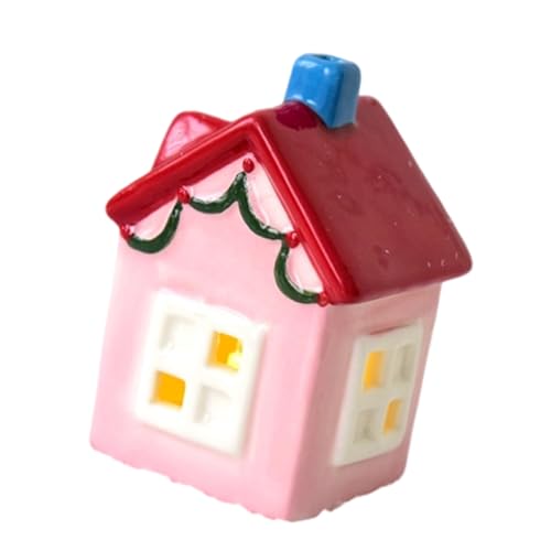 Abalorio de cerámica para decoración de casa de Navidad, funciona con pilas, para festivales, decoración del hogar, decoración de pueblo de invierno, casas de Navidad de cerámica