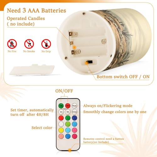 Image of Cactus Zone Flameless Candles, Flameless Candles with Remote Set of 2, Flameless Candles Battery Operated, Pillar Candles Home Decoration, Christmas, Party