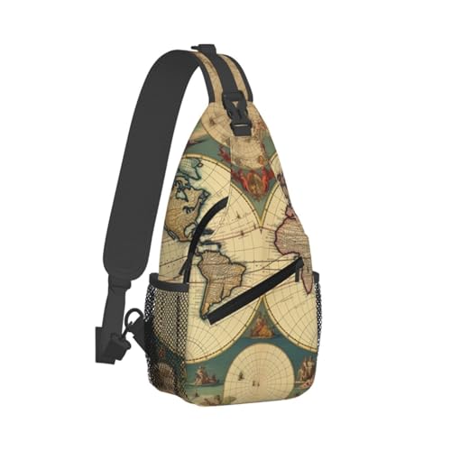 Bolso cruzado para pecho con diseño Retro y mapa mundial miniatura 2