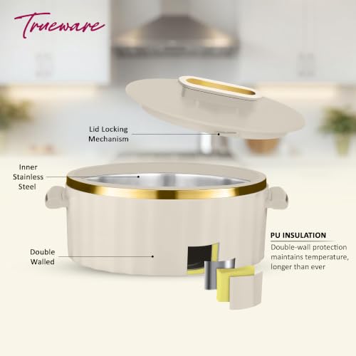 Image of Trueware Celebration Inner Steel Casserole 2300 ML | PU Insulated | BPA Free | Odour Proof | Food Grade| Ideal for Chapatti | Roti | Curd Maker | Thermoware | Hot Pot