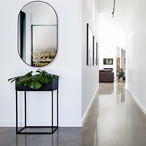 Espejo de pared HOKO® ovalado con marco de metal negro mate Cover