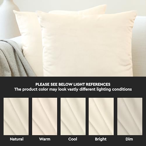 Image of Encasa XO Velvet Throw Pillow Covers 12x20 in (30x50 cm) - Cream - No Inserts, Pack of 2 Cases | Solid Plain Dyed Soft & Smooth, Square Decorative Cushion Covers for Living & Bedroom