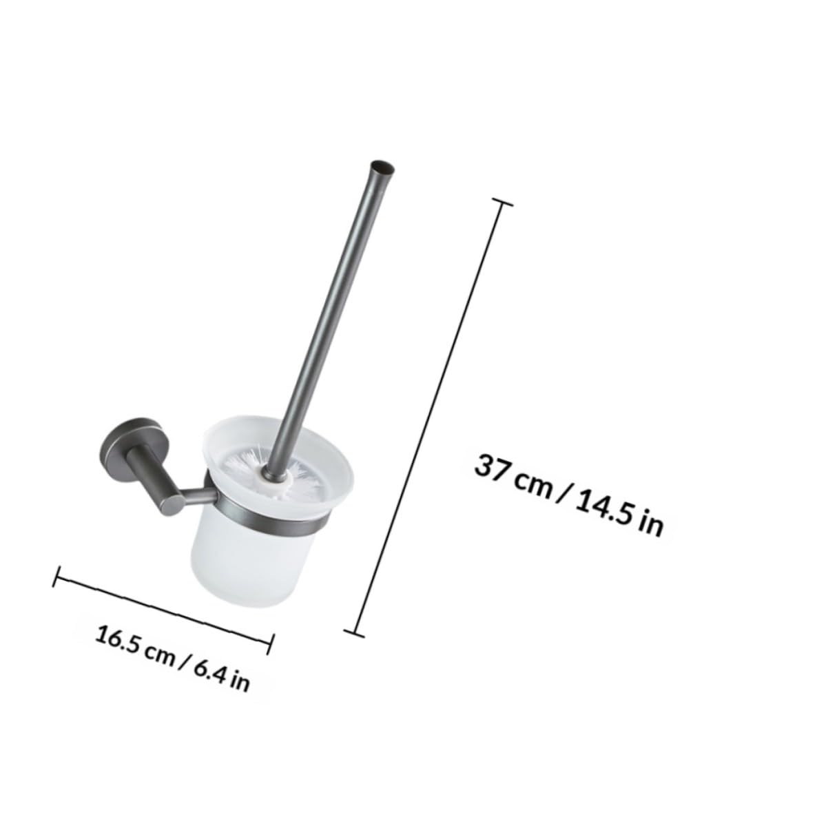HOMSFOU Cepillo de Inodoro Montado en Pared con Base de Vidrio Mate, Escobilla de Baño Color Gris Estrella, Herramienta de Limpieza Higiénica para Hogar y Baño, Mango Largo para Limpieza