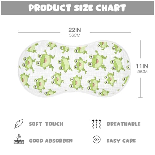 Cute Cartoon Frog Baby Burp Cloths, Cotton Soft Absorbent Burp Cloth, Baby Bib Cloths Spit Up Rags for Newborn Boys Girls, 1 Pack, 22”x11”4