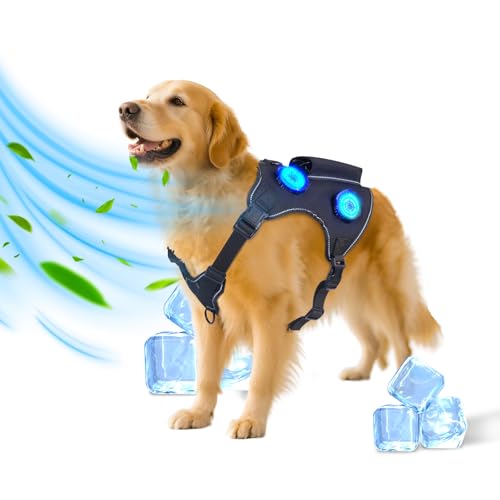 Harnyles Semiconductor Cooling Dog Harness: Medium Dog Vest - Intelligent Instant Cooling 4 Modular Designs - Adjustable Soft Padded Pet Harness for Summer Hot Weather