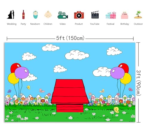 Cartoon Red House Backdrop 5x3ft Kids Party Photo Booth Outdoor Background by CSFENPPAO - Used condition - Image 2