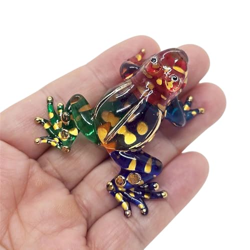 Figura decorativa de rana en vidrio soplado multicolor de 1.875 pulgadas