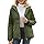 Vancavoo Manteau Femme Hiver Veste Polaire Chaud Blouson Court Doudoune à Capuche Décontracté Parka Outercoat avec Zippé,Vert militaire,XXL