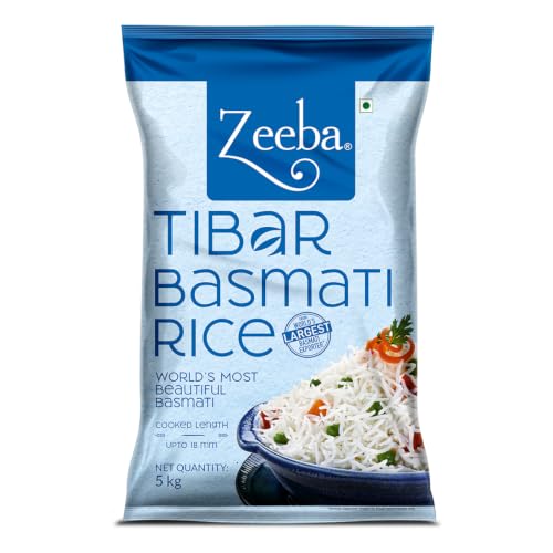 Image of Zeeba Tibar Basmati Rice 5 Kg, Perfect for Daily Home Cooking (Cooked length upto 18mm*)