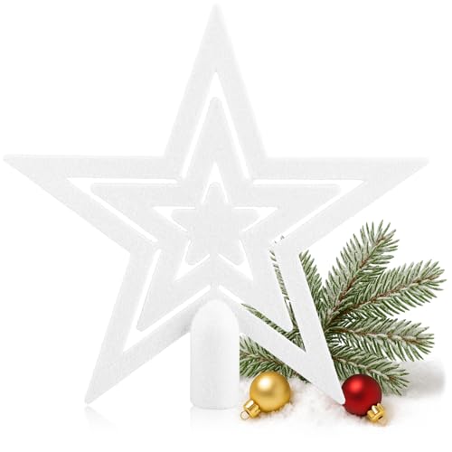 com-four® Weihnachtsbaumspitze Glitzer-Stern - Stern-Spitze für...