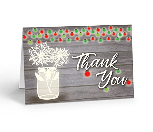 Image of Stonehouse Collection Rustic Holiday Thank You Note Cards - 10 Boxed Christmas Note Cards - USA Made (Holiday Rustic Jar)