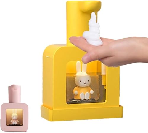 【TAMBAオリジナル保証付き】ミッフィー ソープディスペンサー 自動 泡 壁 おしゃれ かわいい Miffy ハンドソープ オートディスペンサー グッズ 400ml 壁掛け 防水 自動ディスペンサー 充電式 セット 穴開けない 人気 黄色 ピンク イエロ
