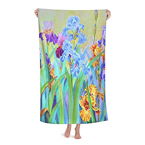 Serviette de bain douce en microfibre motif fleur de pavot