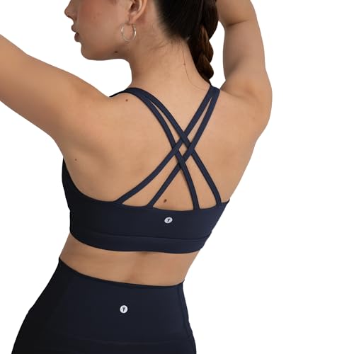 Image of YITTY Active Women's Ultraluxe Strappy Medium Impact Bra, Athleisure, 4-Way-Stretch
