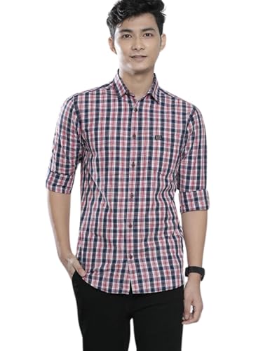 Image of The Indian Garage Co Men Slim Fit Checkered Full Sleeves Spread Collar Casual Shirt